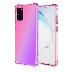 Silikon Hülle Handyhülle Ultra Dünn Schutzhülle Tasche Durchsichtig Transparent Farbverlauf G01 für Samsung Galaxy S20 Plus Rosa