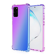 Silikon Hülle Handyhülle Ultra Dünn Schutzhülle Tasche Durchsichtig Transparent Farbverlauf G01 für Samsung Galaxy S20 Plus Violett