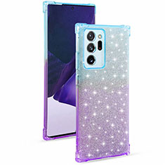 Silikon Hülle Handyhülle Ultra Dünn Schutzhülle Tasche Durchsichtig Transparent Farbverlauf G02 für Samsung Galaxy Note 20 Ultra 5G Hellblau