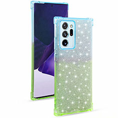 Silikon Hülle Handyhülle Ultra Dünn Schutzhülle Tasche Durchsichtig Transparent Farbverlauf G02 für Samsung Galaxy Note 20 Ultra 5G Hellblau
