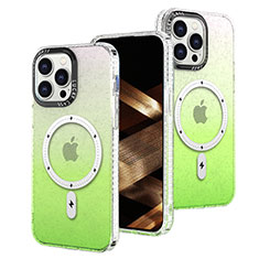 Silikon Hülle Handyhülle Ultra Dünn Schutzhülle Tasche Durchsichtig Transparent Farbverlauf mit Mag-Safe Magnetic Magnetisch für Apple iPhone 13 Pro Grün