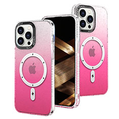 Silikon Hülle Handyhülle Ultra Dünn Schutzhülle Tasche Durchsichtig Transparent Farbverlauf mit Mag-Safe Magnetic Magnetisch für Apple iPhone 14 Pro Max Pink