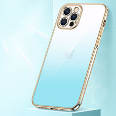 Silikon Hülle Handyhülle Ultra Dünn Schutzhülle Tasche Durchsichtig Transparent Farbverlauf S01 für Apple iPhone 13 Pro Max Blau