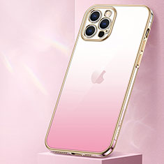 Silikon Hülle Handyhülle Ultra Dünn Schutzhülle Tasche Durchsichtig Transparent Farbverlauf S01 für Apple iPhone 13 Pro Max Rosegold