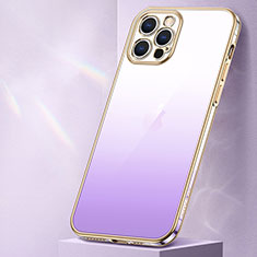 Silikon Hülle Handyhülle Ultra Dünn Schutzhülle Tasche Durchsichtig Transparent Farbverlauf S01 für Apple iPhone 13 Pro Max Violett