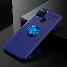 Silikon Hülle Handyhülle Ultra Dünn Schutzhülle Tasche Flexible mit Fingerring Ständer für Realme C15 Blau