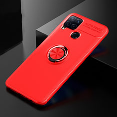 Silikon Hülle Handyhülle Ultra Dünn Schutzhülle Tasche Flexible mit Fingerring Ständer für Realme C15 Rot