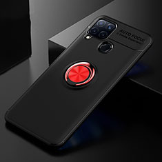 Silikon Hülle Handyhülle Ultra Dünn Schutzhülle Tasche Flexible mit Fingerring Ständer für Realme C15 Rot und Schwarz