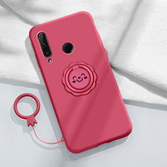 Silikon Hülle Handyhülle Ultra Dünn Schutzhülle Tasche Flexible mit Magnetisch Fingerring Ständer A01 für Huawei Enjoy 10 Plus Rot
