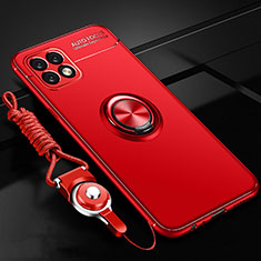 Silikon Hülle Handyhülle Ultra Dünn Schutzhülle Tasche Flexible mit Magnetisch Fingerring Ständer A01 für Huawei Enjoy 20 5G Rot