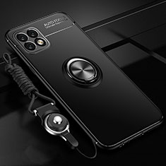Silikon Hülle Handyhülle Ultra Dünn Schutzhülle Tasche Flexible mit Magnetisch Fingerring Ständer A01 für Huawei Enjoy 20 5G Schwarz