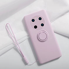 Silikon Hülle Handyhülle Ultra Dünn Schutzhülle Tasche Flexible mit Magnetisch Fingerring Ständer A01 für Huawei Mate 40 Helles Lila