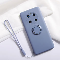 Silikon Hülle Handyhülle Ultra Dünn Schutzhülle Tasche Flexible mit Magnetisch Fingerring Ständer A01 für Huawei Mate 40 Lavendel Grau