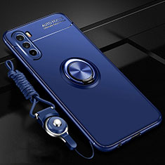 Silikon Hülle Handyhülle Ultra Dünn Schutzhülle Tasche Flexible mit Magnetisch Fingerring Ständer A01 für Huawei Mate 40 Lite 5G Blau