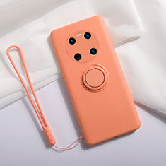 Silikon Hülle Handyhülle Ultra Dünn Schutzhülle Tasche Flexible mit Magnetisch Fingerring Ständer A01 für Huawei Mate 40 Orange