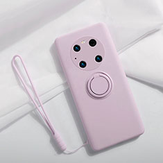 Silikon Hülle Handyhülle Ultra Dünn Schutzhülle Tasche Flexible mit Magnetisch Fingerring Ständer A01 für Huawei Mate 40 Pro Helles Lila