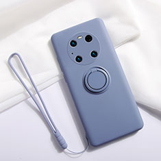 Silikon Hülle Handyhülle Ultra Dünn Schutzhülle Tasche Flexible mit Magnetisch Fingerring Ständer A01 für Huawei Mate 40E Pro 4G Lavendel Grau