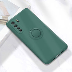 Silikon Hülle Handyhülle Ultra Dünn Schutzhülle Tasche Flexible mit Magnetisch Fingerring Ständer A01 für Huawei Nova 7 SE 5G Grün