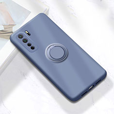 Silikon Hülle Handyhülle Ultra Dünn Schutzhülle Tasche Flexible mit Magnetisch Fingerring Ständer A01 für Huawei P40 Lite 5G Grau