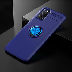 Silikon Hülle Handyhülle Ultra Dünn Schutzhülle Tasche Flexible mit Magnetisch Fingerring Ständer A01 für Oppo A52 Blau