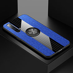 Silikon Hülle Handyhülle Ultra Dünn Schutzhülle Tasche Flexible mit Magnetisch Fingerring Ständer A01 für Realme X50 5G Blau