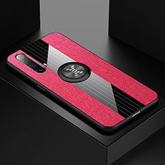 Silikon Hülle Handyhülle Ultra Dünn Schutzhülle Tasche Flexible mit Magnetisch Fingerring Ständer A01 für Realme X50 5G Pink