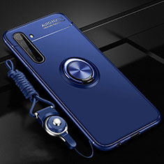 Silikon Hülle Handyhülle Ultra Dünn Schutzhülle Tasche Flexible mit Magnetisch Fingerring Ständer A01 für Realme X50 Pro 5G Blau