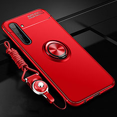 Silikon Hülle Handyhülle Ultra Dünn Schutzhülle Tasche Flexible mit Magnetisch Fingerring Ständer A01 für Realme X50 Pro 5G Rot