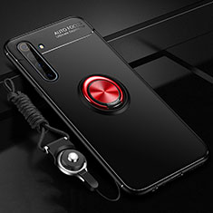 Silikon Hülle Handyhülle Ultra Dünn Schutzhülle Tasche Flexible mit Magnetisch Fingerring Ständer A01 für Realme X50 Pro 5G Rot und Schwarz