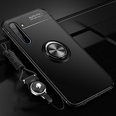 Silikon Hülle Handyhülle Ultra Dünn Schutzhülle Tasche Flexible mit Magnetisch Fingerring Ständer A01 für Realme X50 Pro 5G Schwarz