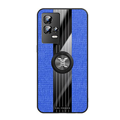 Silikon Hülle Handyhülle Ultra Dünn Schutzhülle Tasche Flexible mit Magnetisch Fingerring Ständer A01 für Vivo iQOO 8 5G Blau