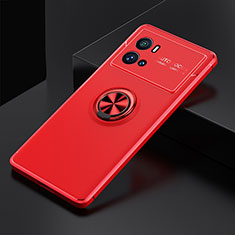 Silikon Hülle Handyhülle Ultra Dünn Schutzhülle Tasche Flexible mit Magnetisch Fingerring Ständer A01 für Vivo iQOO 9 5G Rot