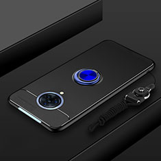 Silikon Hülle Handyhülle Ultra Dünn Schutzhülle Tasche Flexible mit Magnetisch Fingerring Ständer A01 für Vivo Nex 3 Blau und Schwarz