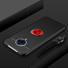 Silikon Hülle Handyhülle Ultra Dünn Schutzhülle Tasche Flexible mit Magnetisch Fingerring Ständer A01 für Vivo Nex 3 Rot und Schwarz