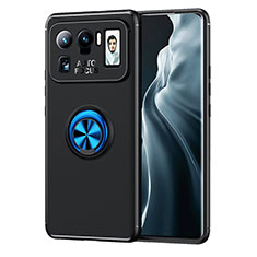 Silikon Hülle Handyhülle Ultra Dünn Schutzhülle Tasche Flexible mit Magnetisch Fingerring Ständer A01 für Xiaomi Mi 11 Ultra 5G Blau und Schwarz