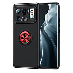 Silikon Hülle Handyhülle Ultra Dünn Schutzhülle Tasche Flexible mit Magnetisch Fingerring Ständer A01 für Xiaomi Mi 11 Ultra 5G Rot und Schwarz
