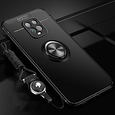 Silikon Hülle Handyhülle Ultra Dünn Schutzhülle Tasche Flexible mit Magnetisch Fingerring Ständer A01 für Xiaomi Redmi 10X 5G Schwarz