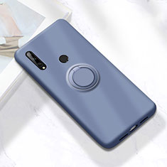 Silikon Hülle Handyhülle Ultra Dünn Schutzhülle Tasche Flexible mit Magnetisch Fingerring Ständer A02 für Huawei Enjoy 10 Plus Grau