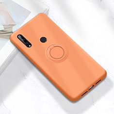 Silikon Hülle Handyhülle Ultra Dünn Schutzhülle Tasche Flexible mit Magnetisch Fingerring Ständer A02 für Huawei Enjoy 10 Plus Orange