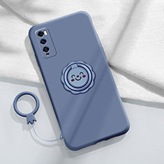 Silikon Hülle Handyhülle Ultra Dünn Schutzhülle Tasche Flexible mit Magnetisch Fingerring Ständer A02 für Huawei Enjoy 20 Pro 5G Grau