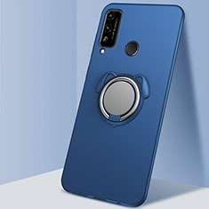 Silikon Hülle Handyhülle Ultra Dünn Schutzhülle Tasche Flexible mit Magnetisch Fingerring Ständer A02 für Huawei Honor Play4T Blau