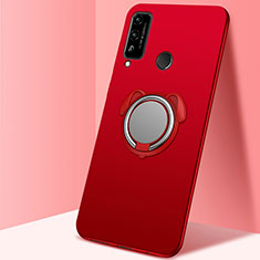 Silikon Hülle Handyhülle Ultra Dünn Schutzhülle Tasche Flexible mit Magnetisch Fingerring Ständer A02 für Huawei Honor Play4T Rot