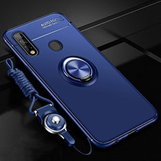 Silikon Hülle Handyhülle Ultra Dünn Schutzhülle Tasche Flexible mit Magnetisch Fingerring Ständer A02 für Oppo A31 Blau
