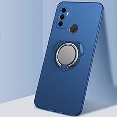 Silikon Hülle Handyhülle Ultra Dünn Schutzhülle Tasche Flexible mit Magnetisch Fingerring Ständer A02 für Oppo A53 Blau