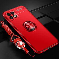 Silikon Hülle Handyhülle Ultra Dünn Schutzhülle Tasche Flexible mit Magnetisch Fingerring Ständer A02 für Oppo A72 5G Rot