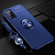 Silikon Hülle Handyhülle Ultra Dünn Schutzhülle Tasche Flexible mit Magnetisch Fingerring Ständer A02 für Oppo A72 Blau
