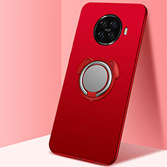 Silikon Hülle Handyhülle Ultra Dünn Schutzhülle Tasche Flexible mit Magnetisch Fingerring Ständer A02 für Oppo Ace2 Rot