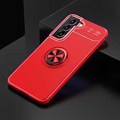 Silikon Hülle Handyhülle Ultra Dünn Schutzhülle Tasche Flexible mit Magnetisch Fingerring Ständer A02 für Samsung Galaxy S21 5G Rot