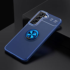 Silikon Hülle Handyhülle Ultra Dünn Schutzhülle Tasche Flexible mit Magnetisch Fingerring Ständer A02 für Samsung Galaxy S21 Plus 5G Blau