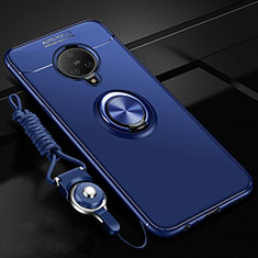 Silikon Hülle Handyhülle Ultra Dünn Schutzhülle Tasche Flexible mit Magnetisch Fingerring Ständer A02 für Vivo Nex 3 Blau